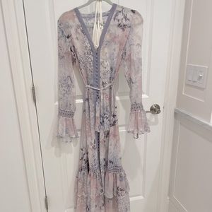 We Are Kindred floral midi dress with button front